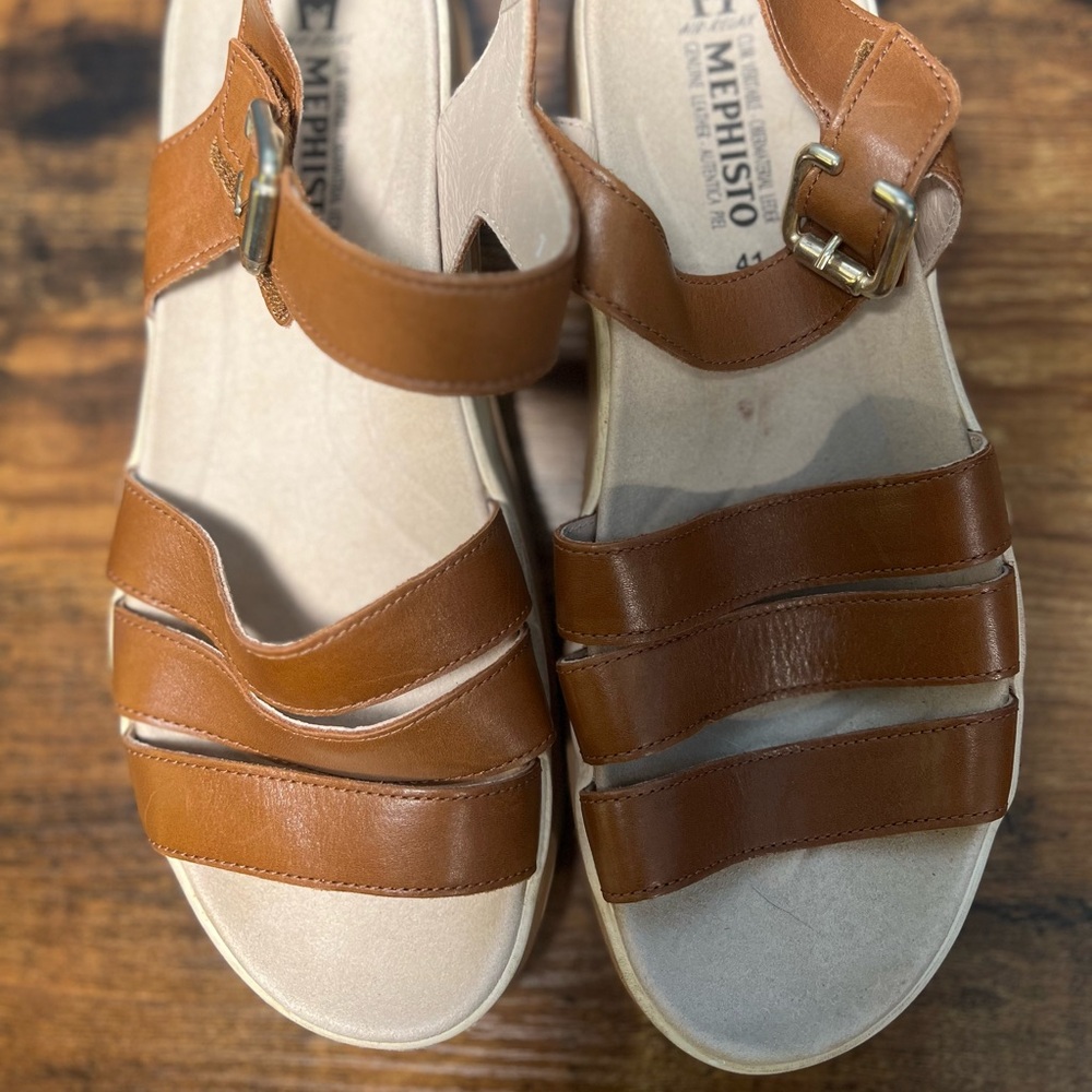 Brand New Mephisto Brown Leather Air Relax Sandals - Picture 3 of 7